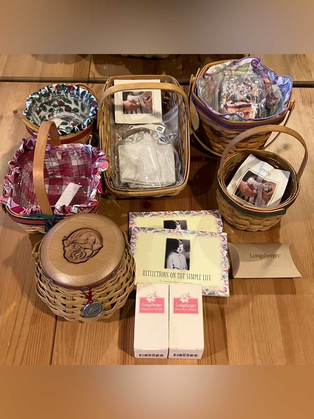 EUC Longaberger Woven Basket Lot of 11 items (see below description) make offer